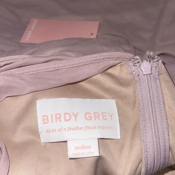 NWT BIRDY GREY Mauve Ryan Sleeveless Empire Waist Pleated sheer Gown M 4… - Picture 12 of 13